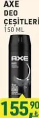 AXE DEODORANT ÇEŞİTLERİ 150 ML fiyat ve kampanya bilgisi